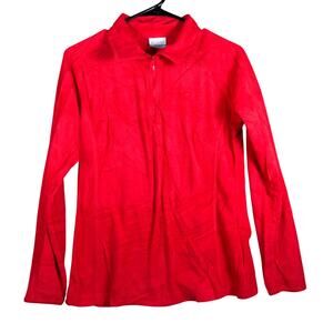 Columbia Womens Sweater Red Pull Over 1/4 Zip Fleece Outdoors Stretch Medium